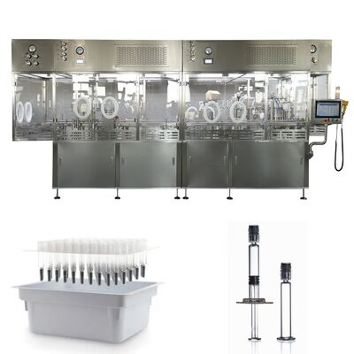 دستگاه پر کردن آب سرنج از پیش پر شده اتوماتیک Luer Lock Capping Machine Glass Syringe Gel Filling & Plugging Machine